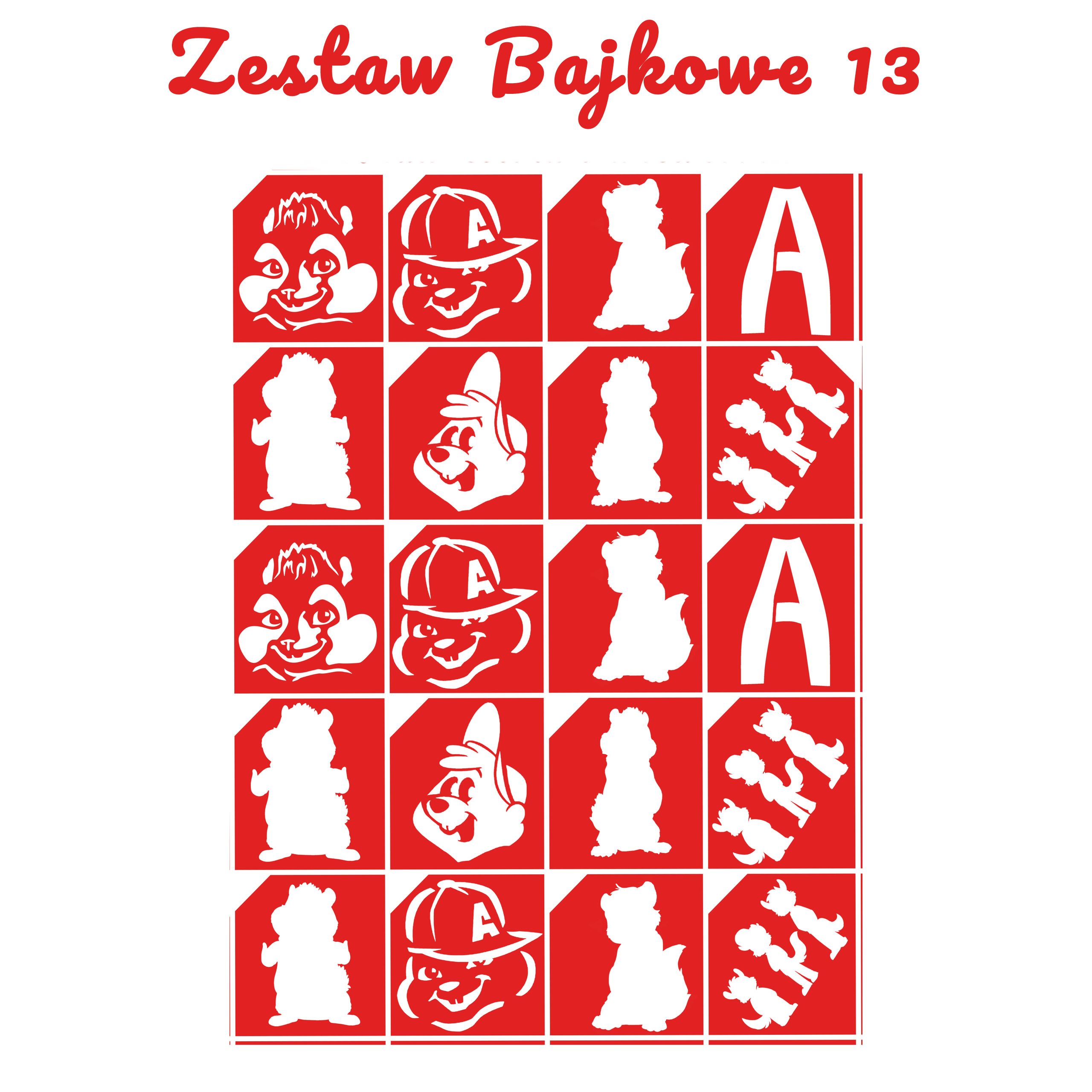 Szablony do tatuaży brokatowych zestaw tematyczny "Bajkowe 13"
