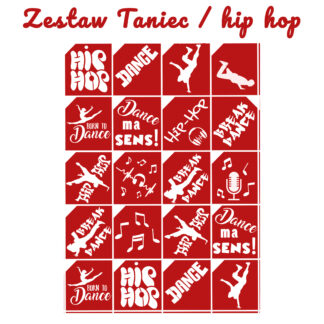 Szablony do tatuaży brokatowych zestaw tematyczny "Taniec / hip hop"