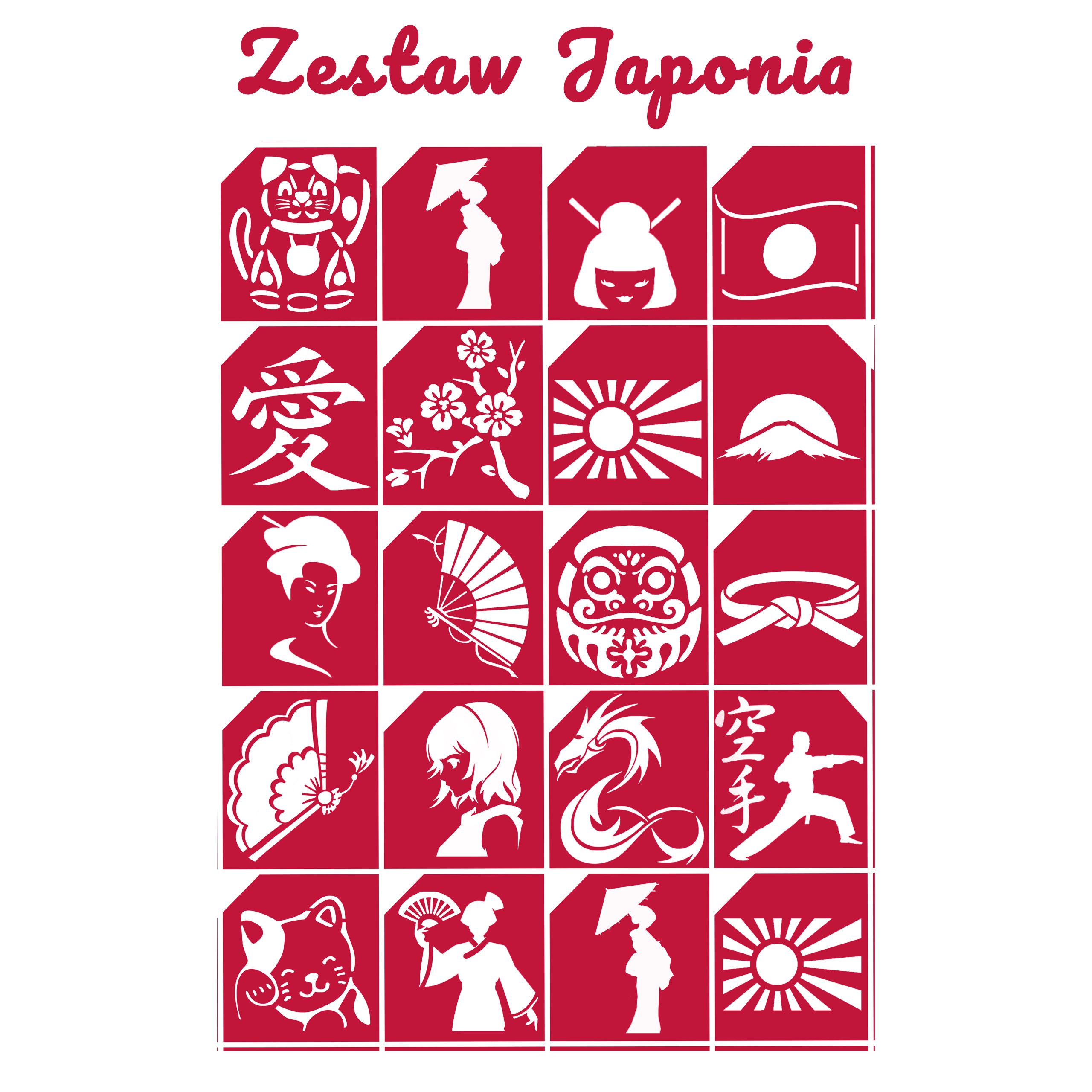 Szablony do tatuaży brokatowych zestaw tematyczny "Japonia"