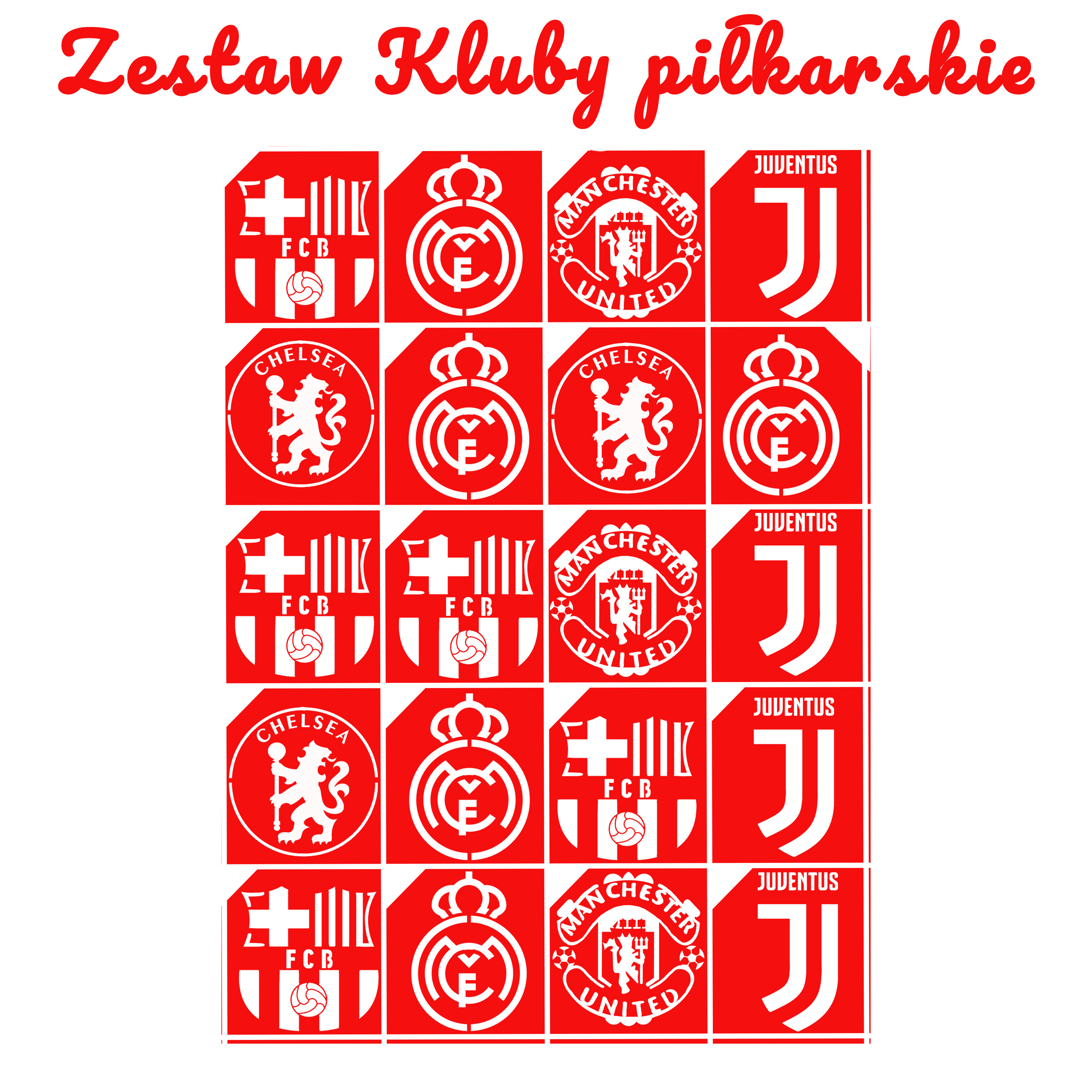 Szablony do tatuaży brokatowych zestaw tematyczny "Kluby piłkarskie"
