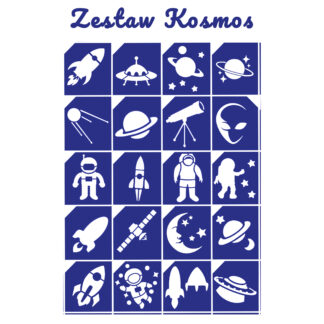 Szablony do tatuaży brokatowych zestaw tematyczny "Kosmos"