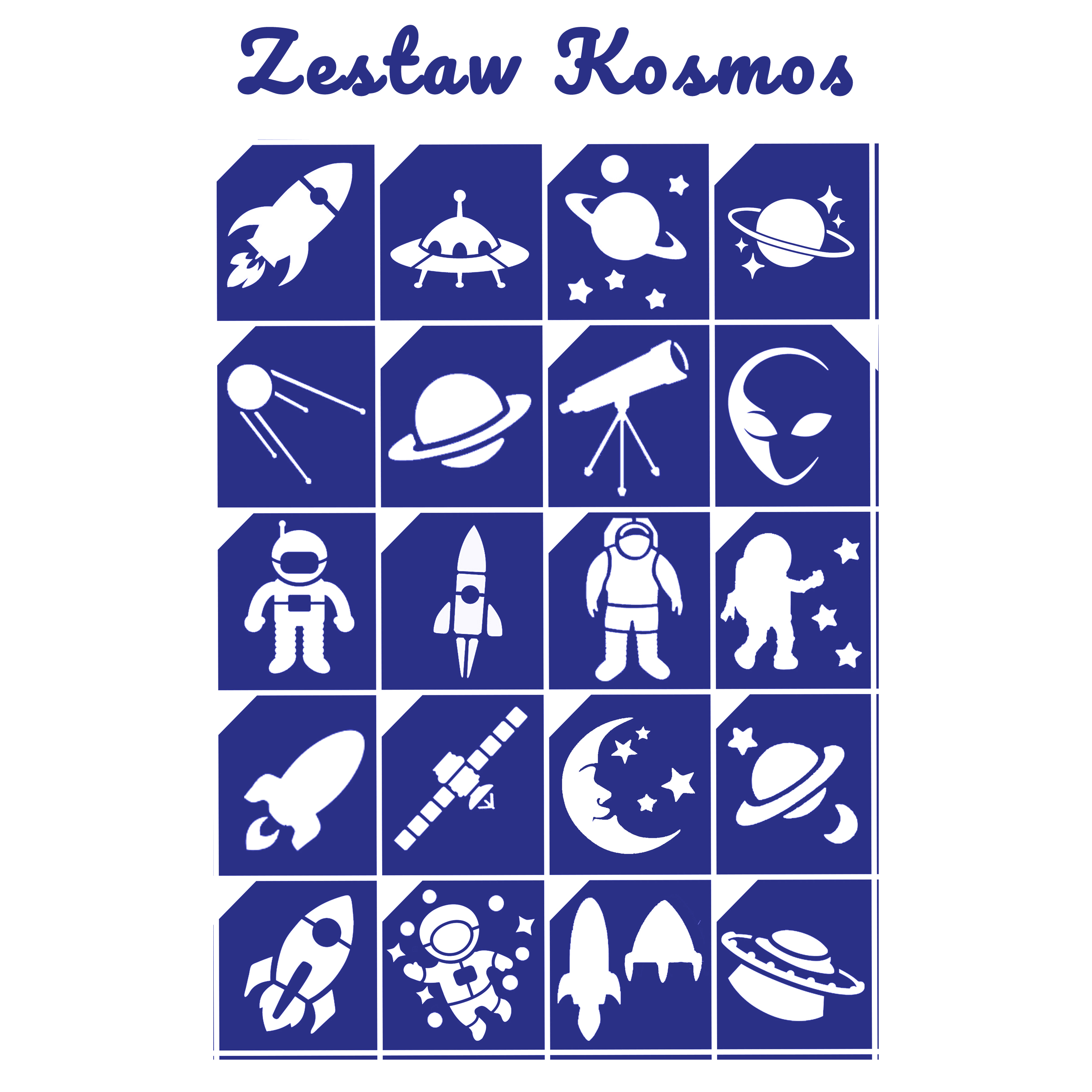 Szablony do tatuaży brokatowych zestaw tematyczny "Kosmos"