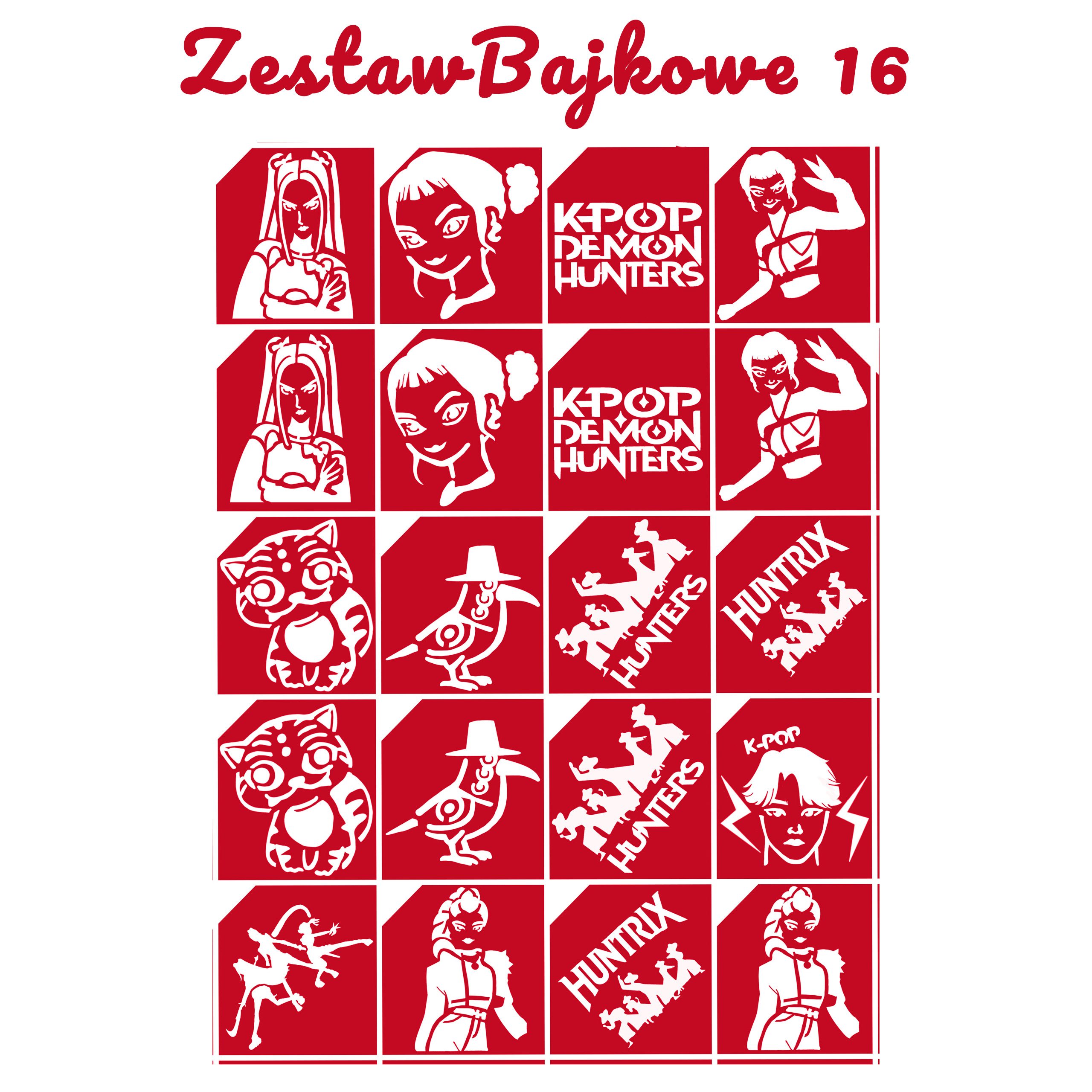 Szablony do tatuaży brokatowych zestaw tematyczny "Bajkowe 16"