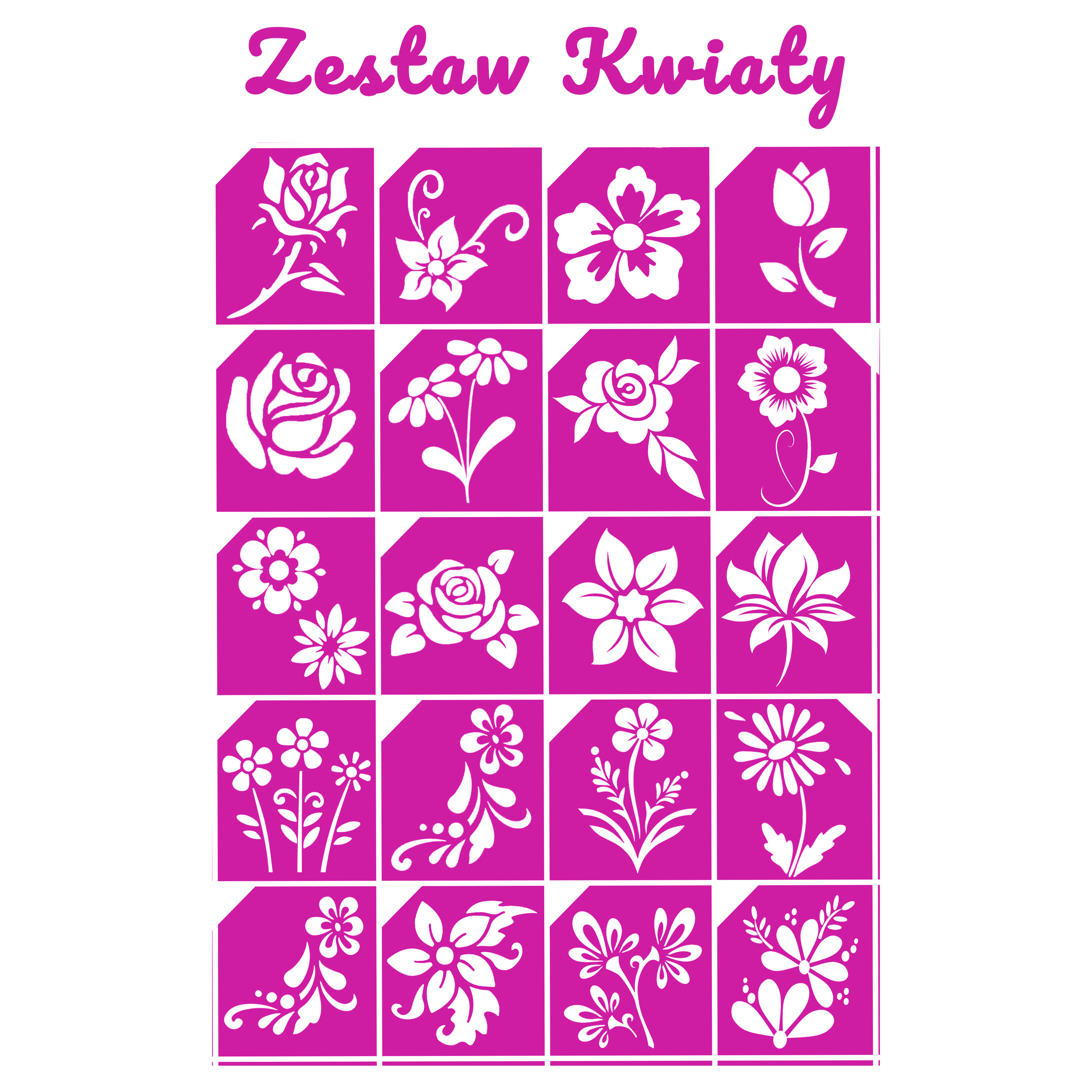 Szablony do tatuaży brokatowych zestaw tematyczny "Kwiaty"