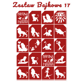 Szablony do tatuaży brokatowych zestaw tematyczny "Bajkowe 17"