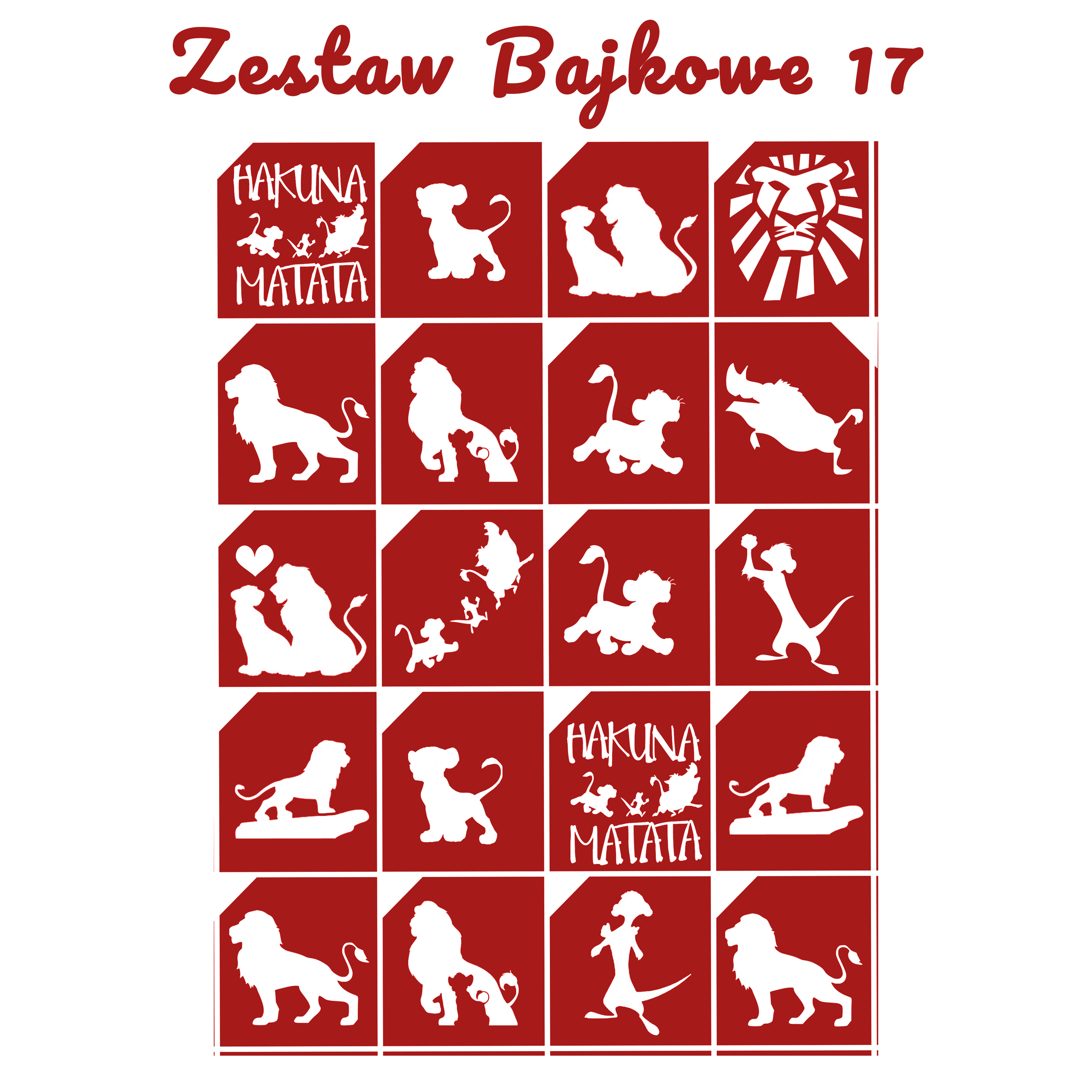 Szablony do tatuaży brokatowych zestaw tematyczny "Bajkowe 17"