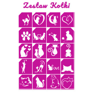 Szablony do tatuaży brokatowych zestaw tematyczny "Kotki"