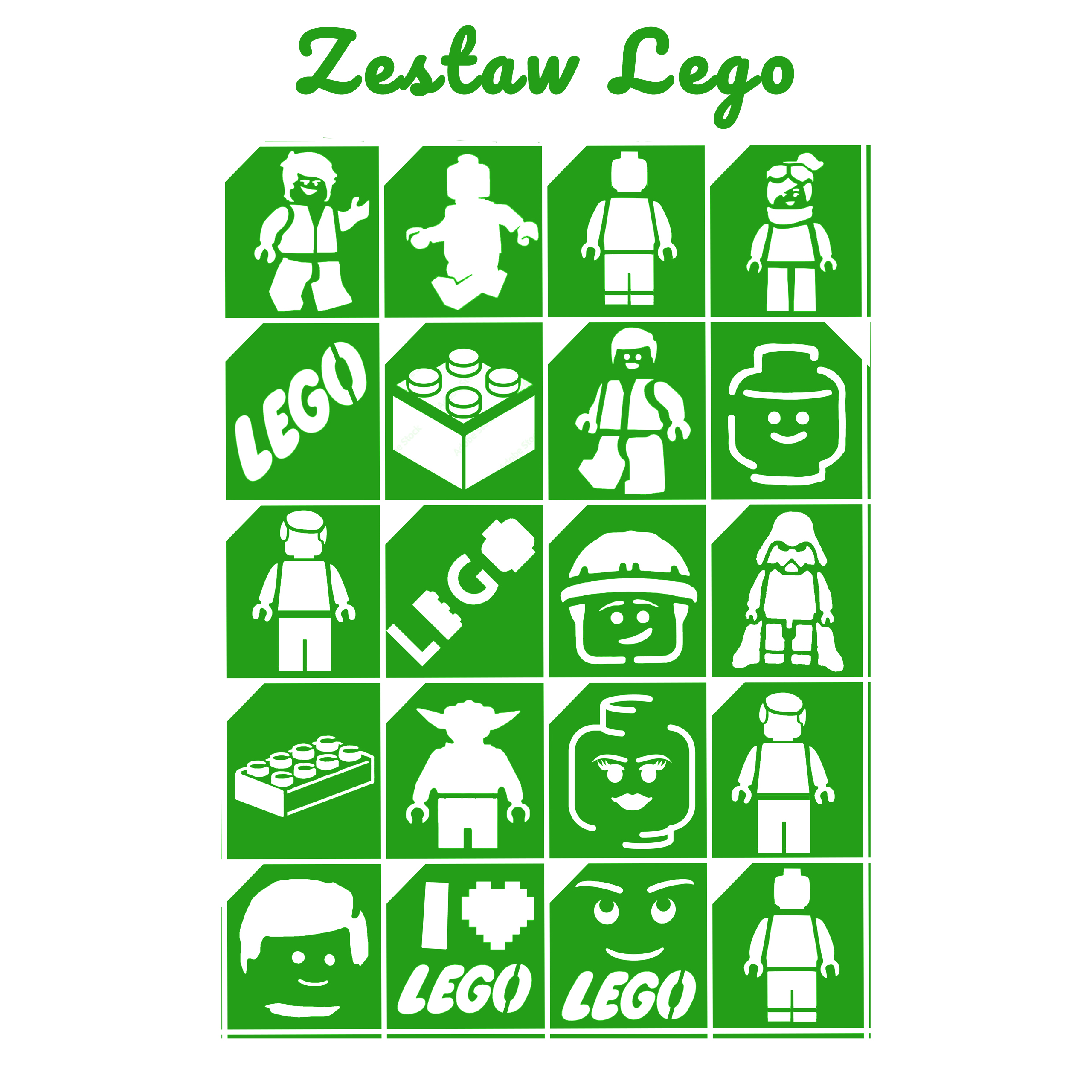 Szablony do tatuaży brokatowych zestaw tematyczny "Lego"