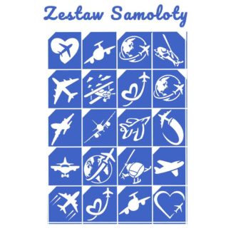 Szablony do tatuaży brokatowych zestaw tematyczny "Samoloty"